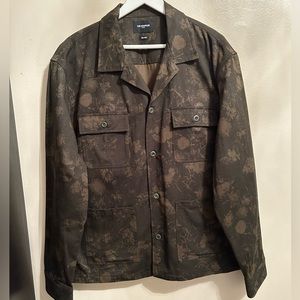 NWT THE KOOPLES KHAKI COTTON JACKET WITH CAMOUFLAGE PRINT - Size Large